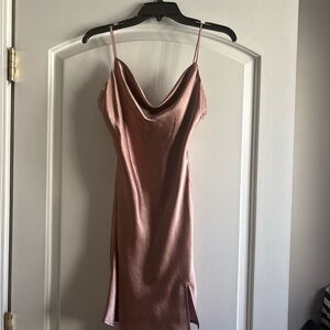 Pink Satin Slip Mini Dress